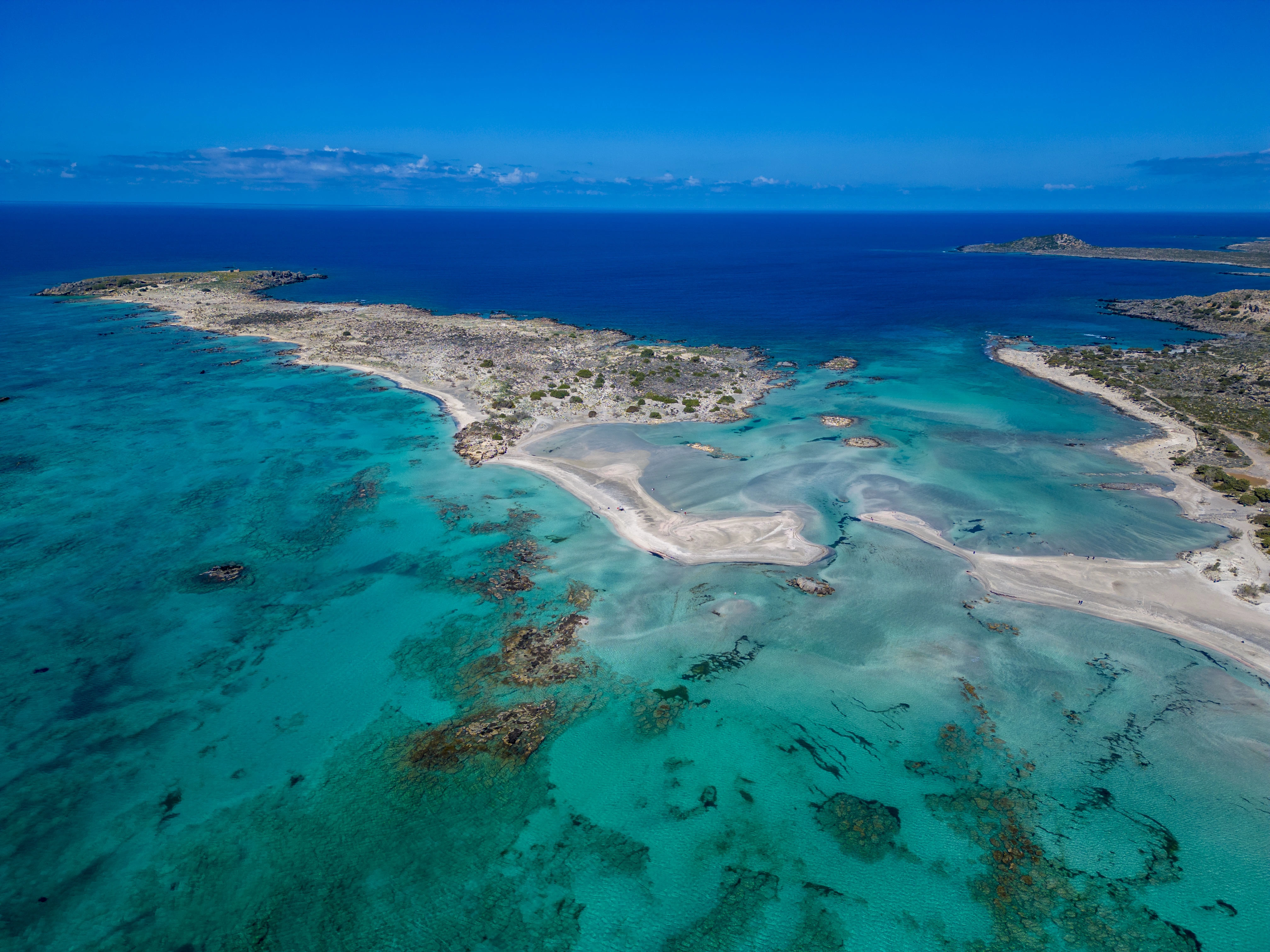 Elafonisi Beach with its famous pink sand and crystal clear shallow waters in Crete